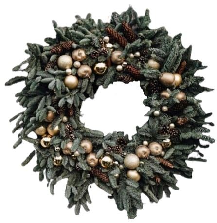 Gold Baubles Xmas Wreath - Flowers Box London