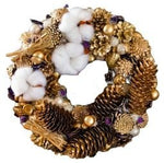 Gold Christmas Wreath with Cotton - Flowers Box London