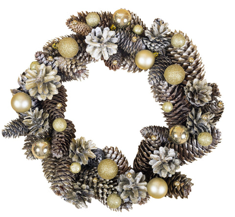 Gold with Silver Christmas Wreath - Flowers Box London