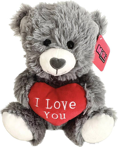 Gray Teddy Bear with Heart I Love You 30cm - Flowers Box London