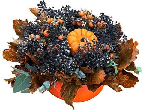 Halloween Black Baby's Breath with Pumpkins - Flowers Box London