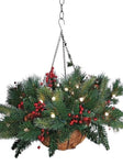 Hanging Basket Spruce and Lights