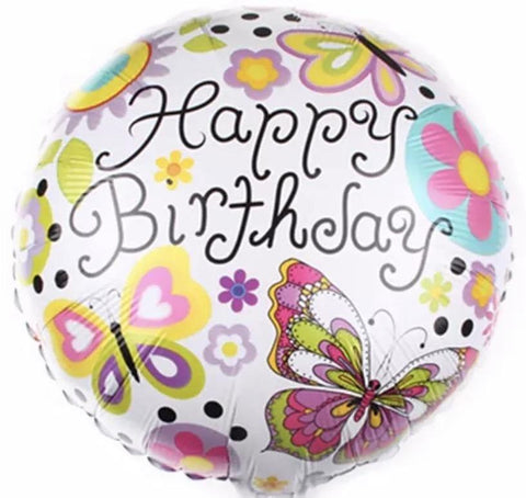Happy Birthday Butterflies and Flowers Balloon - Flowers Box London