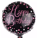 Happy Birthday Pink and Black Balloon 18inch