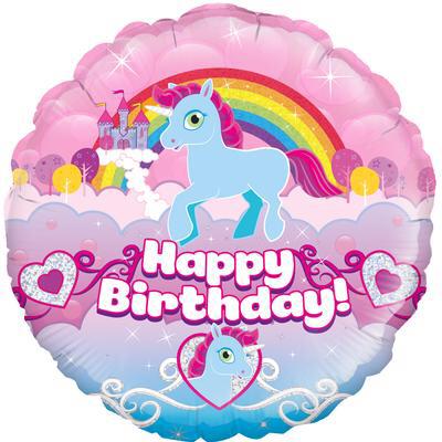 Happy Birthday Rainbow Pony Balloon (18in)