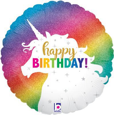 Happy Birthday Unicorn Balloon (18in)