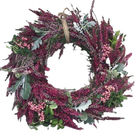 Heather Door Wreath with Pink Berry