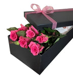 Hot Pink Preserved Rose Stems - Flowers Box London