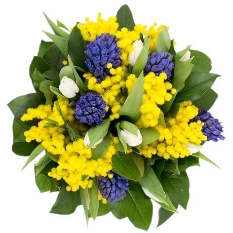 Hyacinth and Tulips with Mimosa Bouquet - Flowers Box London