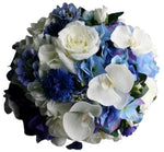 Hydrangea with Orchids and Cornflowers Bouquet
