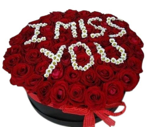 I Miss You Roses Luxury Box - Flowers Box London