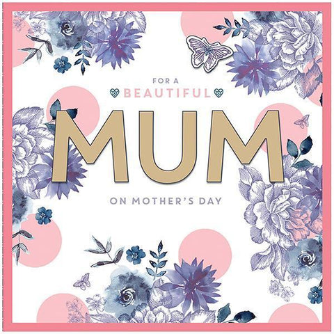 Indigo Floral Beautiful Mum Mother's Day Card