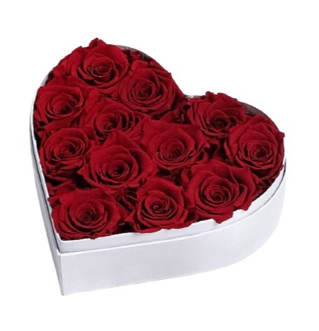 Infinity Roses Lux Heart Box - Rose Head Ø 7cm