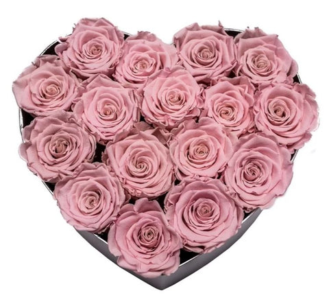 Infinity Roses Luxury Heart Box - Rose Head Ø 7cm