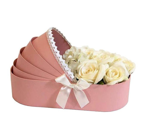 Ivory Roses in Cradle Box - Flowers Box London