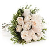 Ivory Roses with Wax Flowers Bouquet - Flowers Box London