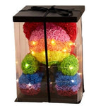 LED Rainbow Rose Teddy Bear - Flowers Box London