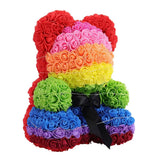 LED Rainbow Rose Teddy Bear - Flowers Box London