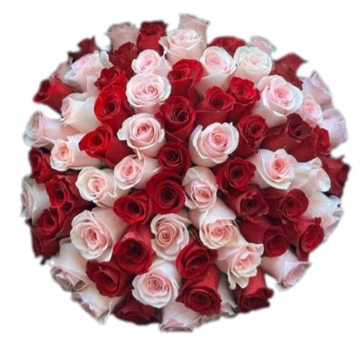 Light Pink and Red Roses Bouquet - Flowers Box London
