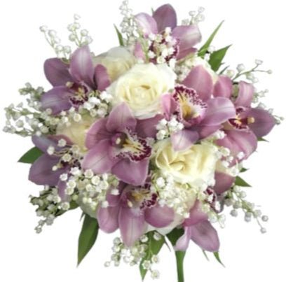 Lily of Valley with Cymbidium Orchids Bouquet - Flowers Box London