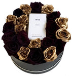 Luxury Black and Gold Roses with Perfume Box - Flowers Box London