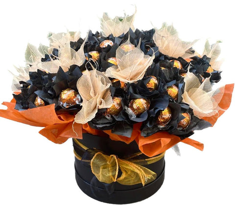 Luxury Black and Orange Chocolate Box - Flowers Box London