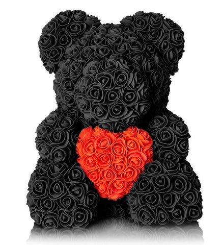 Luxury Black with Red Heart Rose Teddy Bear
