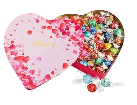 Luxury Heart - Shaped Box of Unique Flavour Lindt Lindor Chocolates - Flowers Box London