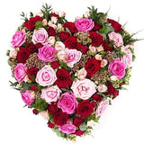 Luxury Pink & Red Roses Heart - Flowers Box London