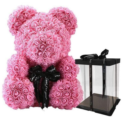 Luxury Pink Rose Teddy Bear - Flowers Box London