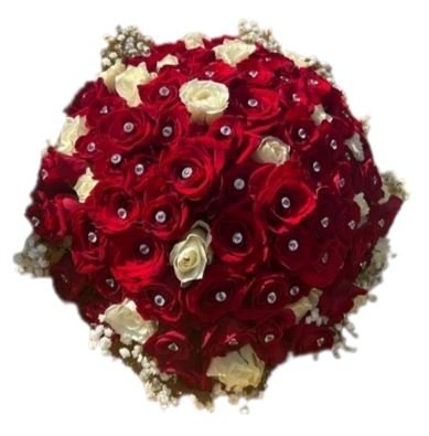 Luxury Red and White Diamond Bouquet - Flowers Box London