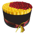Luxury Red and Yellow Roses Hat Box