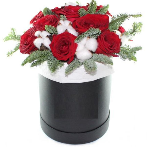 Luxury Red Roses Christmas Hat Box