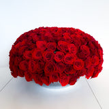 Luxury Roses in Silver Pot