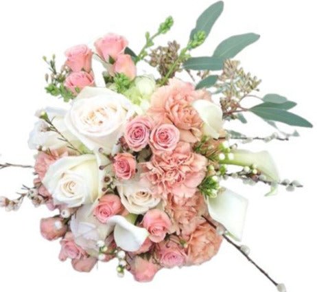 Luxury White and Peach Bouquet - Flowers Box London