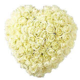 Luxury White Roses Heart - Flowers Box London