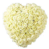 Luxury White Roses Heart - Flowers Box London