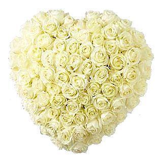 Luxury White Roses Heart - Flowers Box London