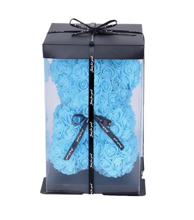 Mini Luxury Blue Rose Teddy Bear - Flowers Box London