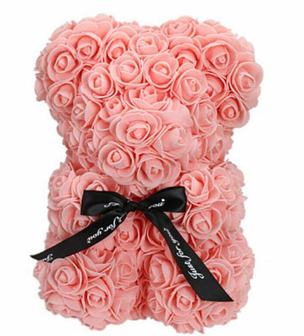 Mini Luxury Peach Pink Rose Teddy Bear - Flowers Box London