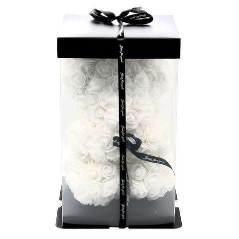 Mini Luxury White Rose Teddy Bear - Flowers Box London