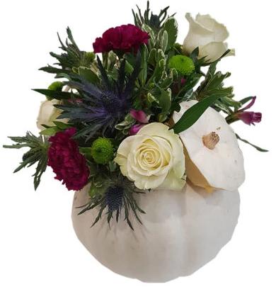 Mini White Pumpkin Arrangement - Flowers Box London