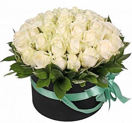 Misty White Roses Box - Flowers Box London