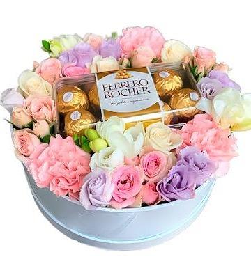 Mixed Flowers and Chocolate Box - Flowers Box London