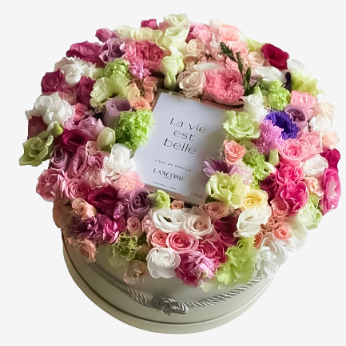 Mixed Flowers Box with Perfume – Elegant Floral & Fragrance Gift ...