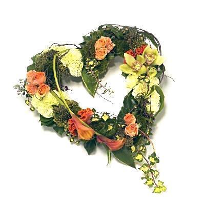 Modern Orange & Green Open Heart - Flowers Box London