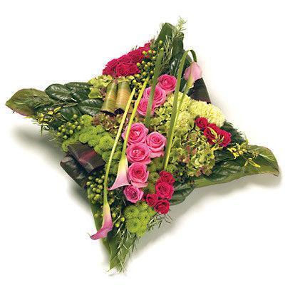 Modern Pink & Green Cushion - Flowers Box London