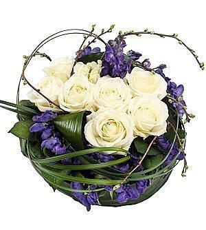 Modern White & Purple Posy - Flowers Box London
