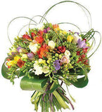 Multicolored Freesias with Greenery