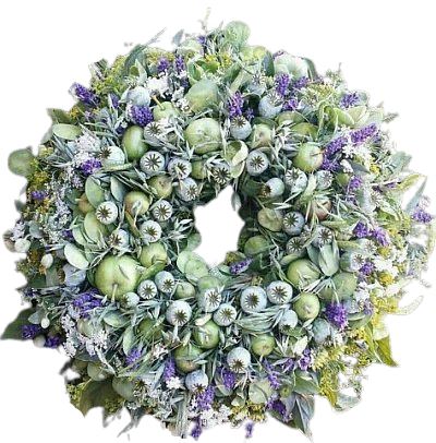 Natural Green with Lavender Autumn Door Wreath